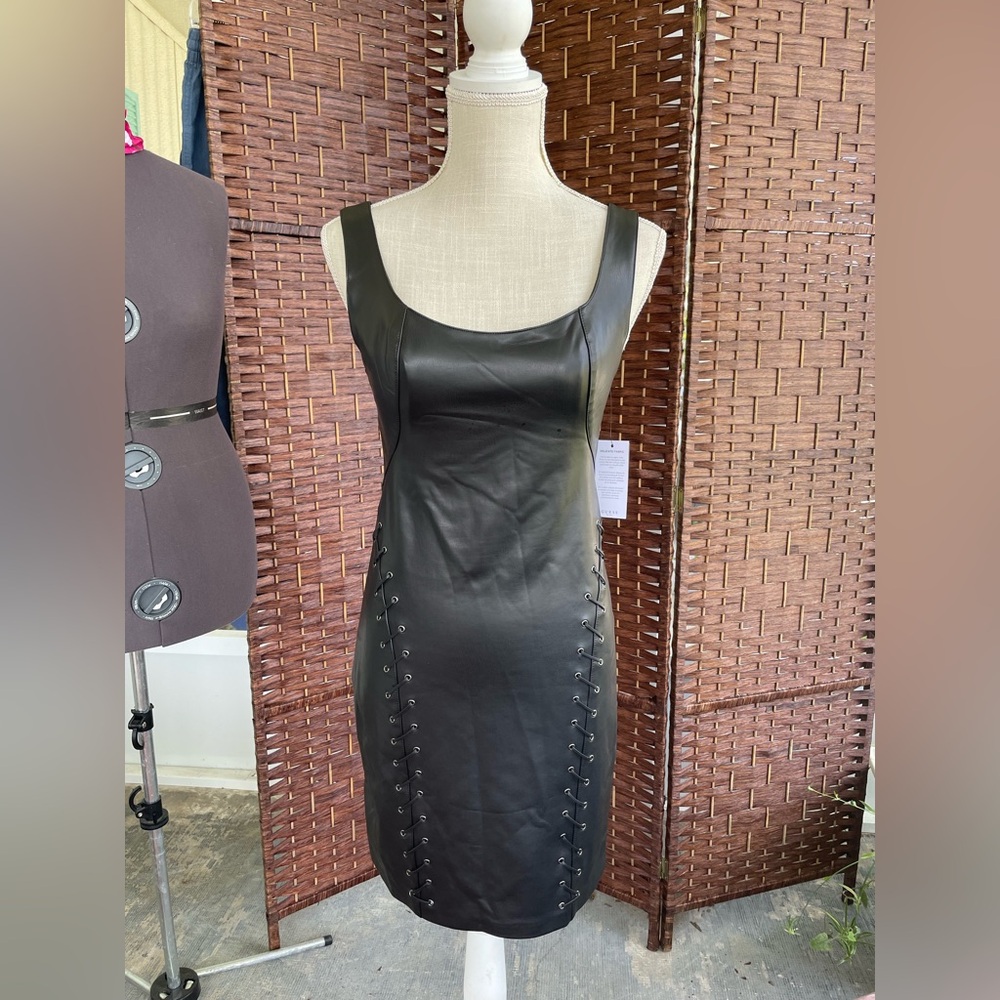 Guess Women's Justine Faux-Leather Bodycon Dress - Jet Black - Picture 2 of 16